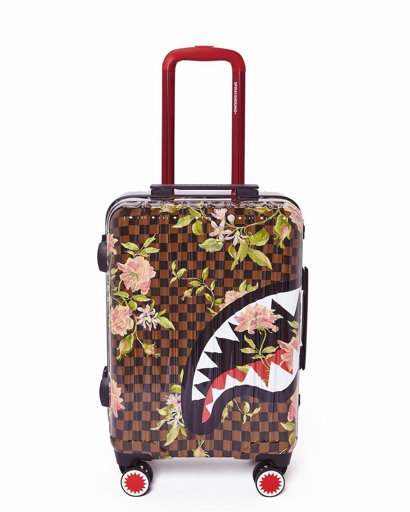 Green Sprayground Shark Flower 22 Carry-on Men\'s Luggage Bags | 866338257