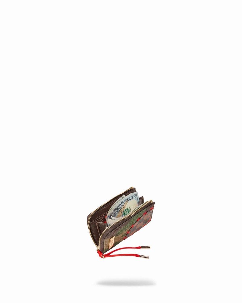 Green Sprayground Shark Shape Check Men's Wallets | 459620331