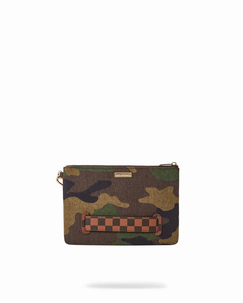 Green Sprayground Shark Shape Check Men's Clutch Bags | 778920140