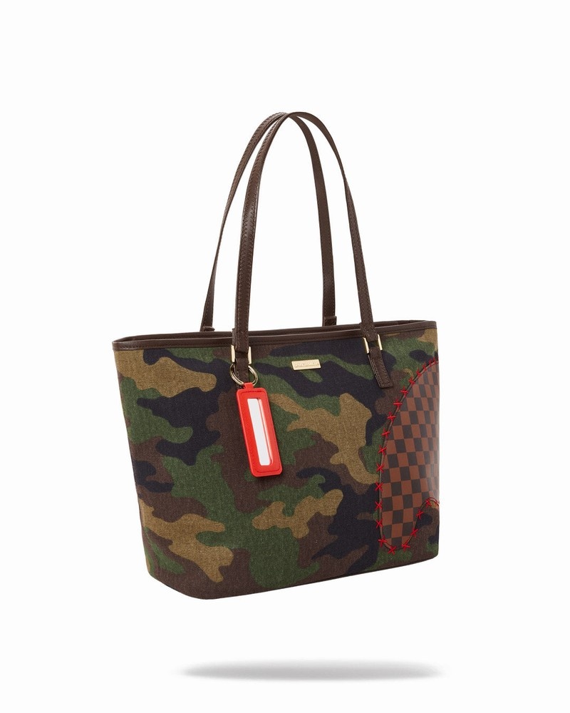 Green Sprayground Shark Shape Check Men's Tote Bags | 859287192