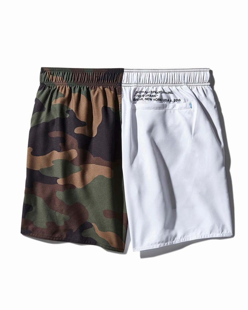 Green Sprayground Split Weird Men's Swim Shorts | 437510189