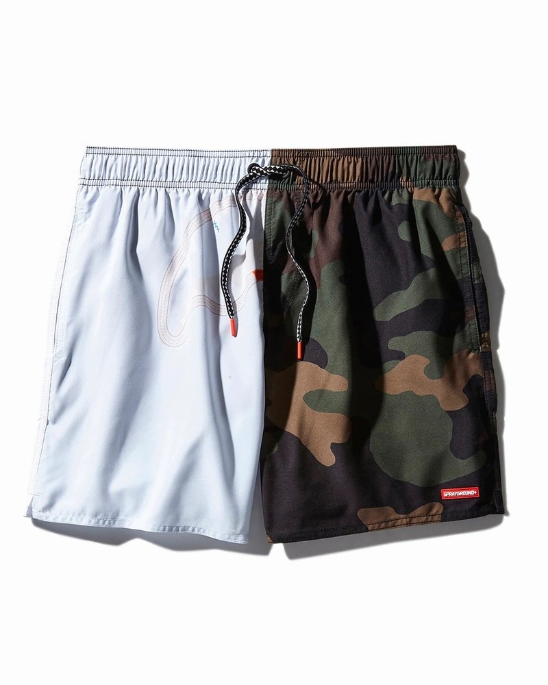 Green Sprayground Split Weird Men\'s Swim Shorts | 437510189
