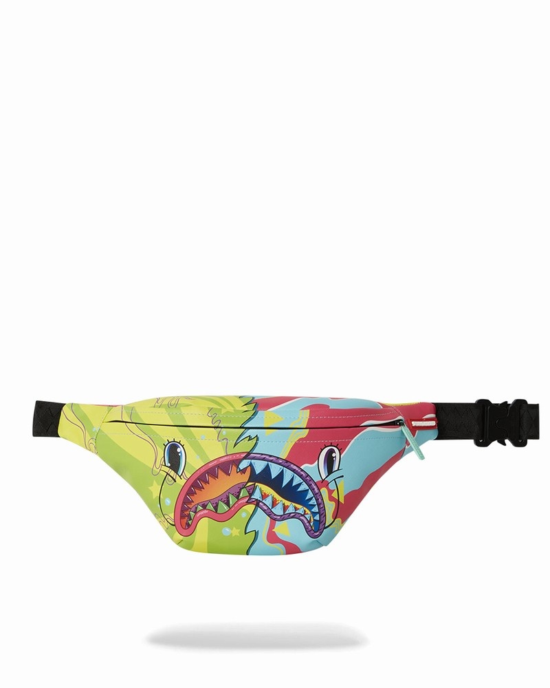 Green Sprayground Split Weird Savvy Men\'s Waist Bags | 949829050