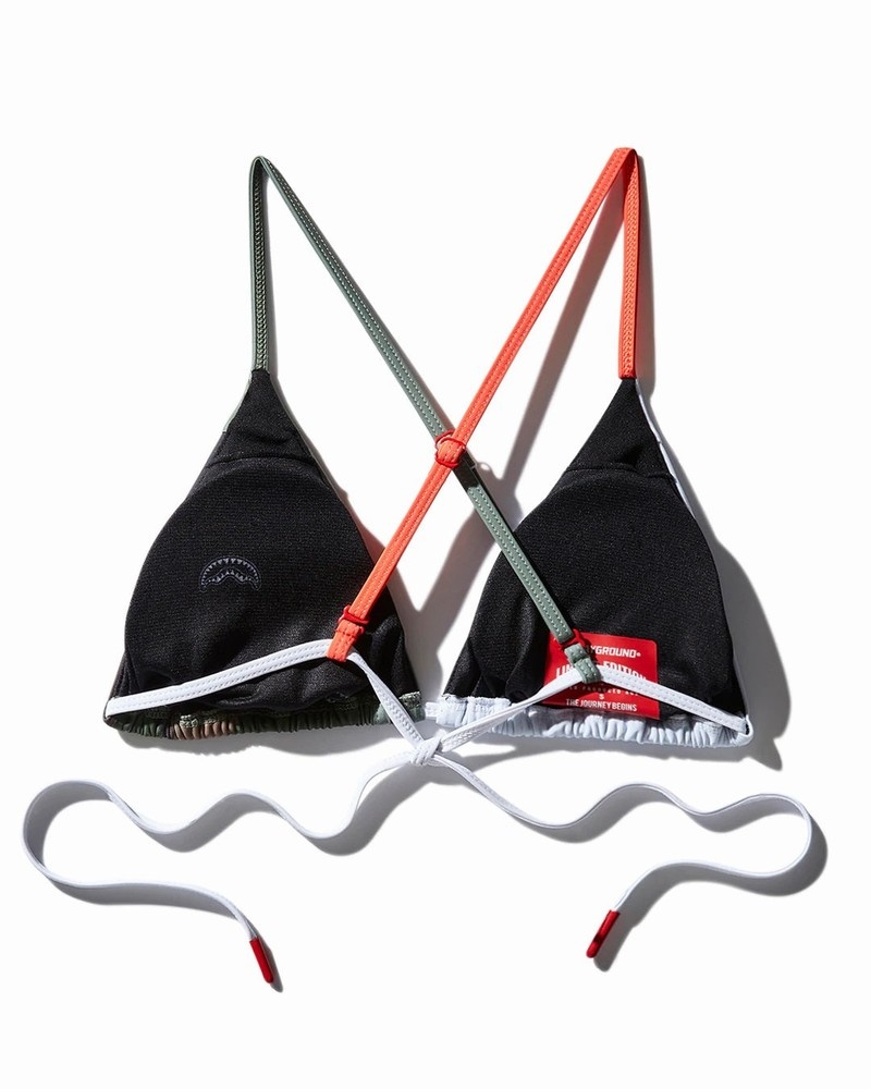 Green Sprayground Split Weird Women's Bikini Tops | 969700537