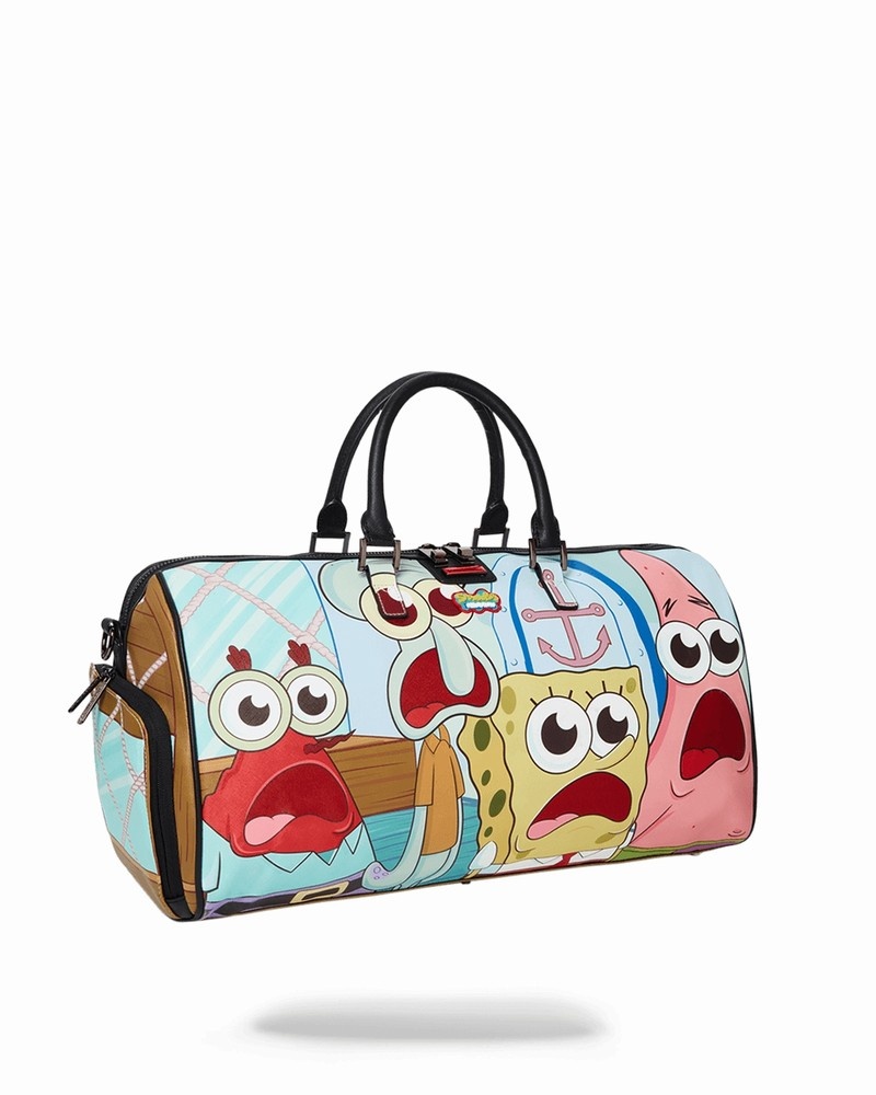 Green Sprayground Spongebob Men's Duffle Bags | 862073619