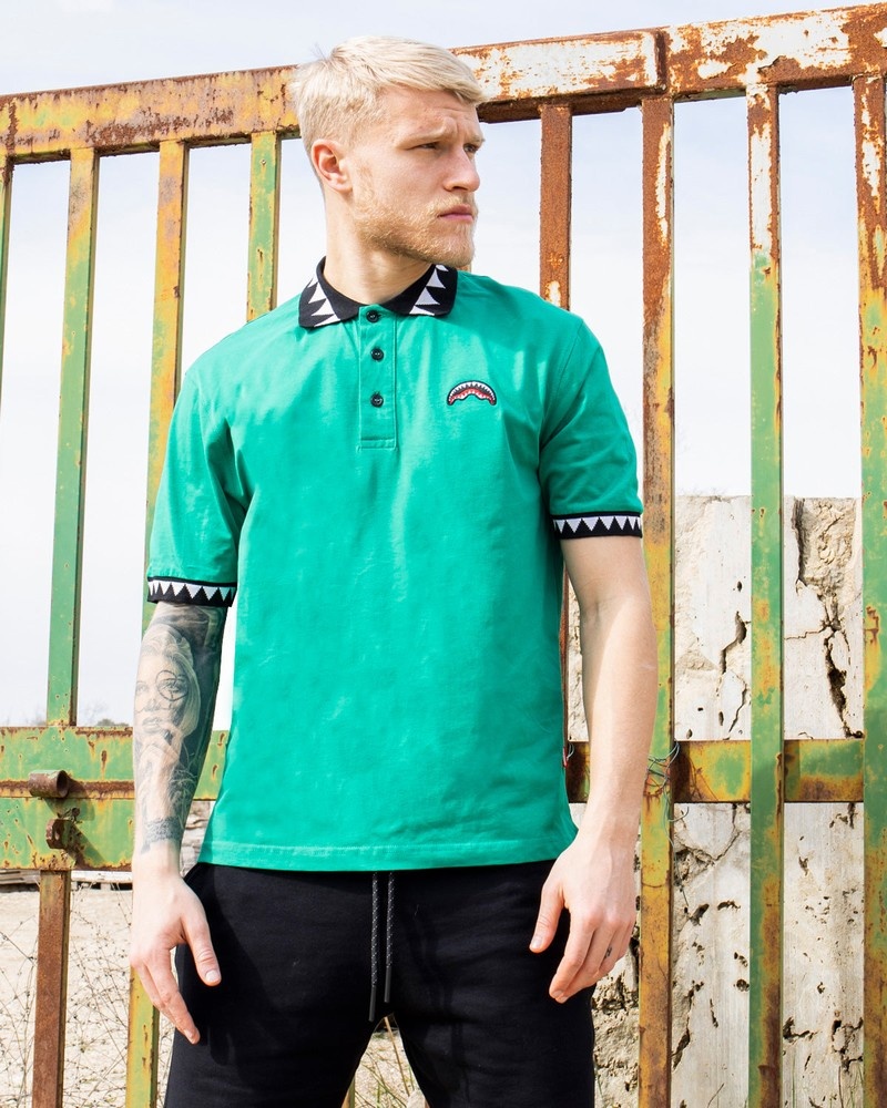 Green Sprayground Tech Men\'s Polo Shirts | 620750617