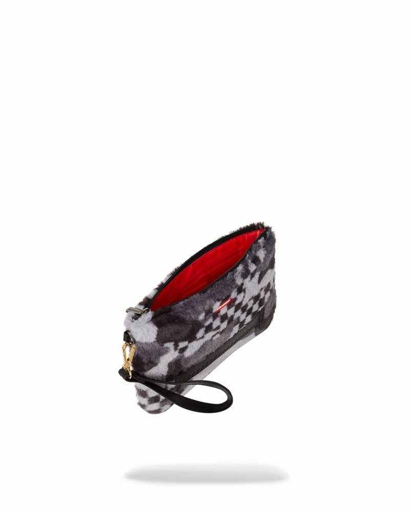 Grey Sprayground 3am Plush Aspen Highlands Crossover Men's Clutch Bags | 87864368