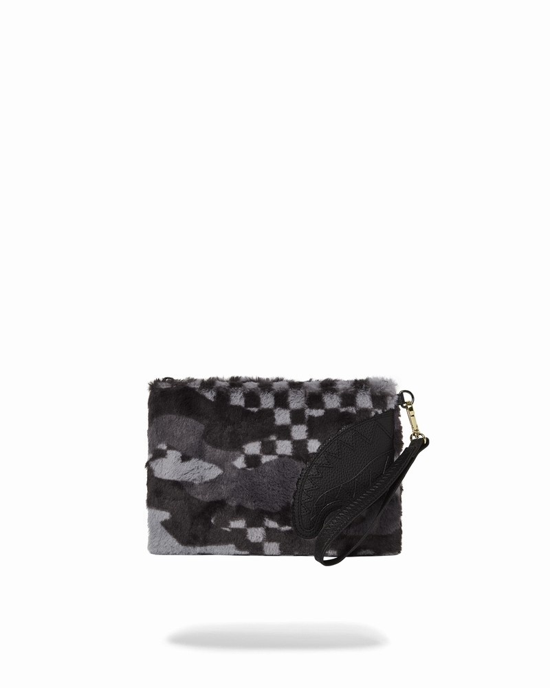 Grey Sprayground 3am Plush Aspen Highlands Crossover Men\'s Clutch Bags | 87864368