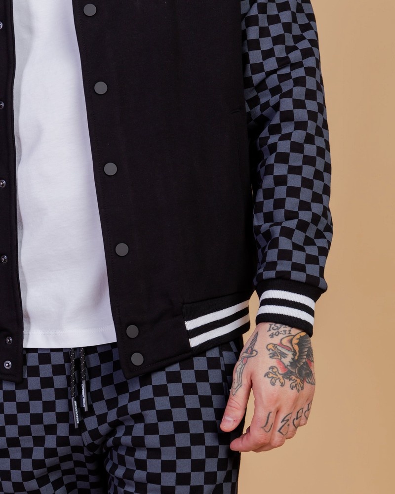 Grey Sprayground Checkered Varsity Men's Jackets | 60534848
