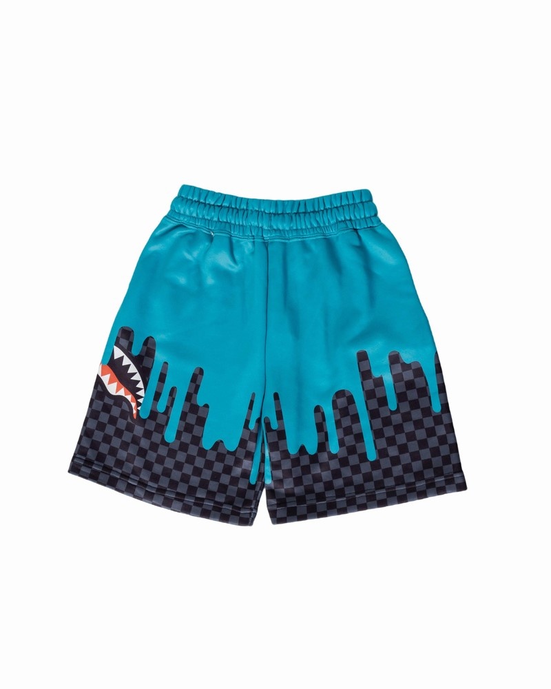 Grey Sprayground Color Dripping Check Kids' Shorts | 354014520