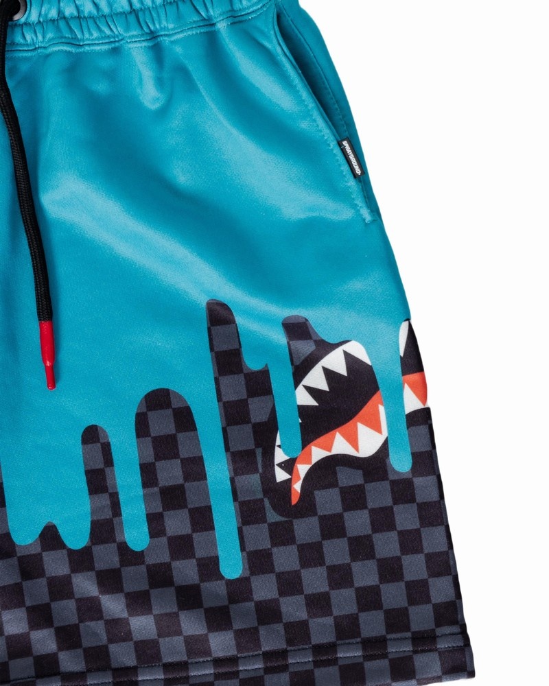 Grey Sprayground Color Dripping Check Kids' Shorts | 354014520