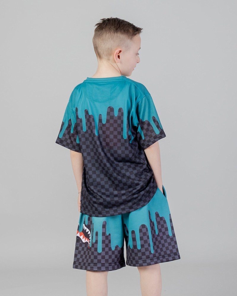 Grey Sprayground Color Dripping Check Kids' Shorts | 354014520