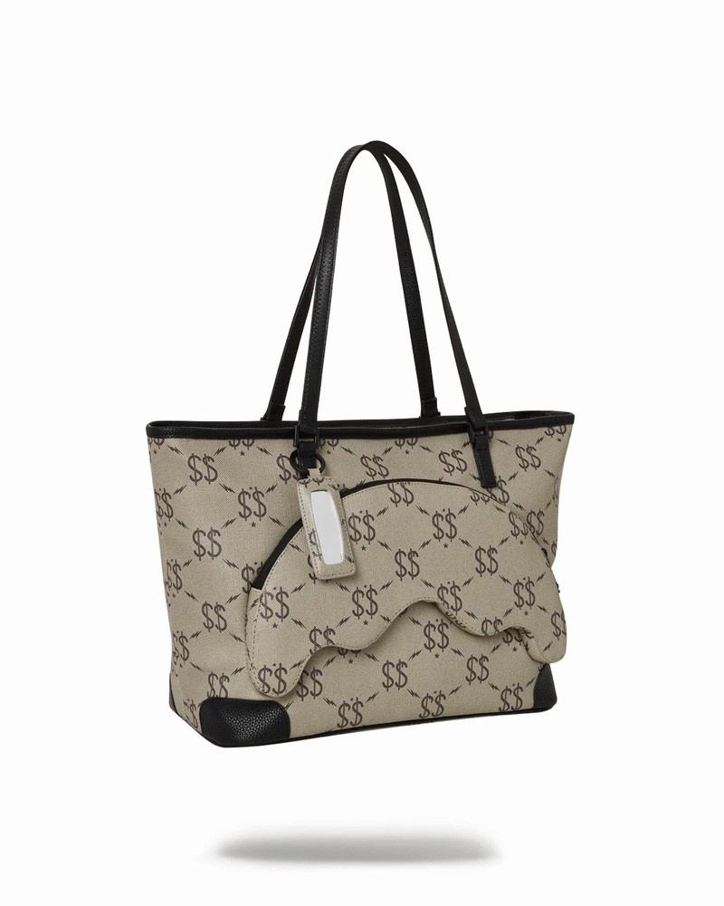Grey Sprayground Double Money Men's Tote Bags | 404497826