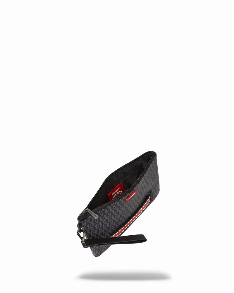 Grey Sprayground Money Check Men's Clutch Bags | 379134404