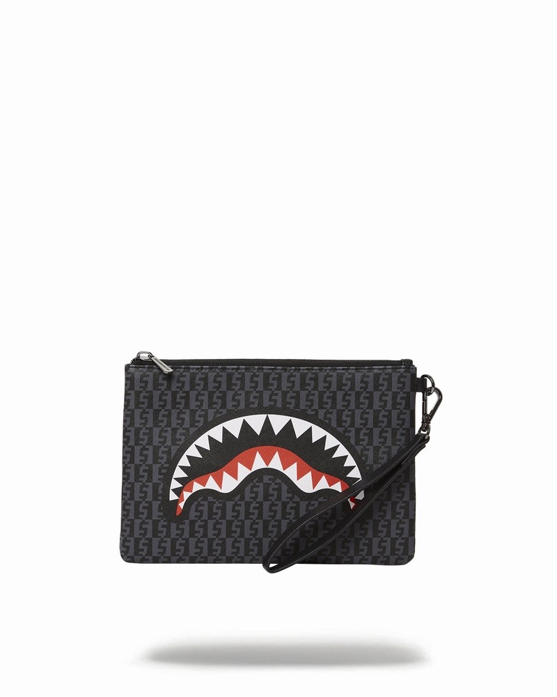 Grey Sprayground Money Check Men\'s Clutch Bags | 379134404
