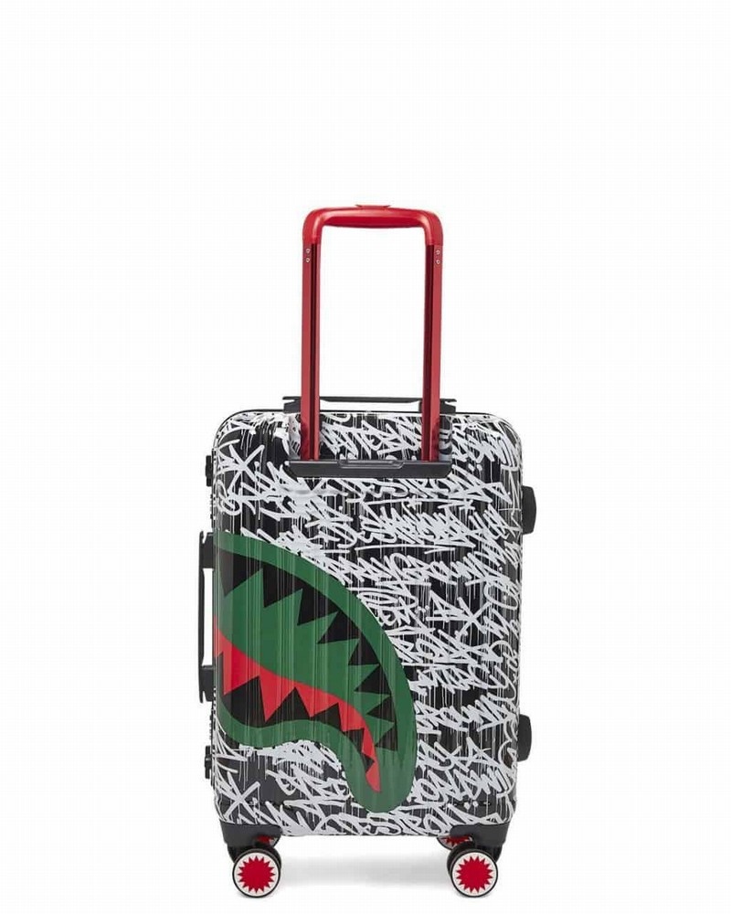 Grey Sprayground Scribble Shark Hard Shell Carry On Men's Luggage Bags | 858900852