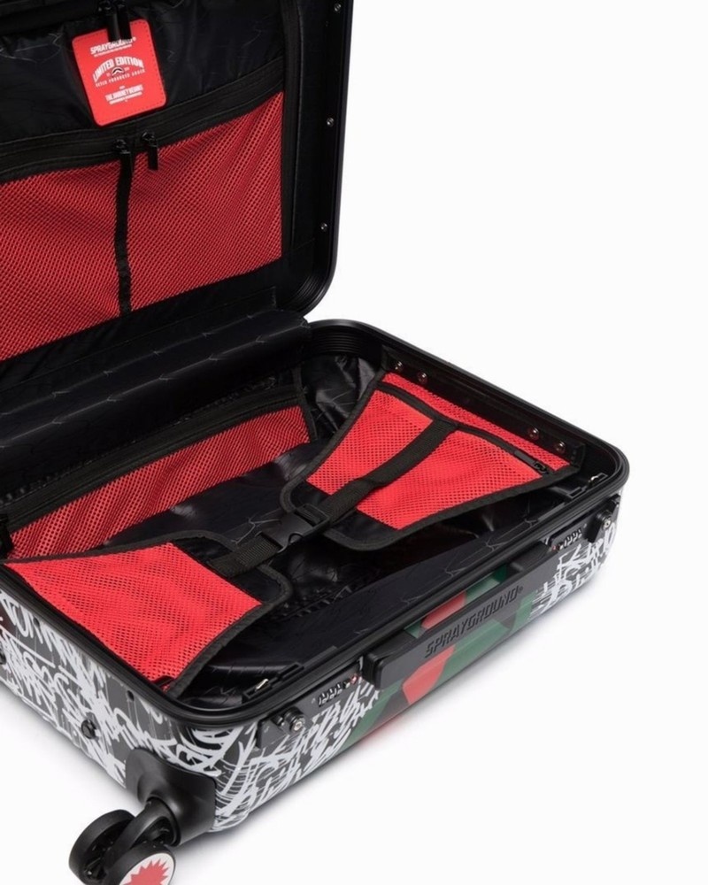 Grey Sprayground Scribble Shark Hard Shell Carry On Men's Luggage Bags | 858900852
