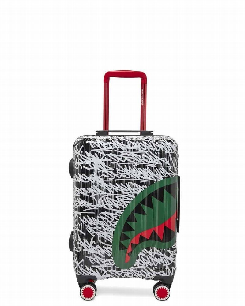 Grey Sprayground Scribble Shark Hard Shell Carry On Men\'s Luggage Bags | 858900852