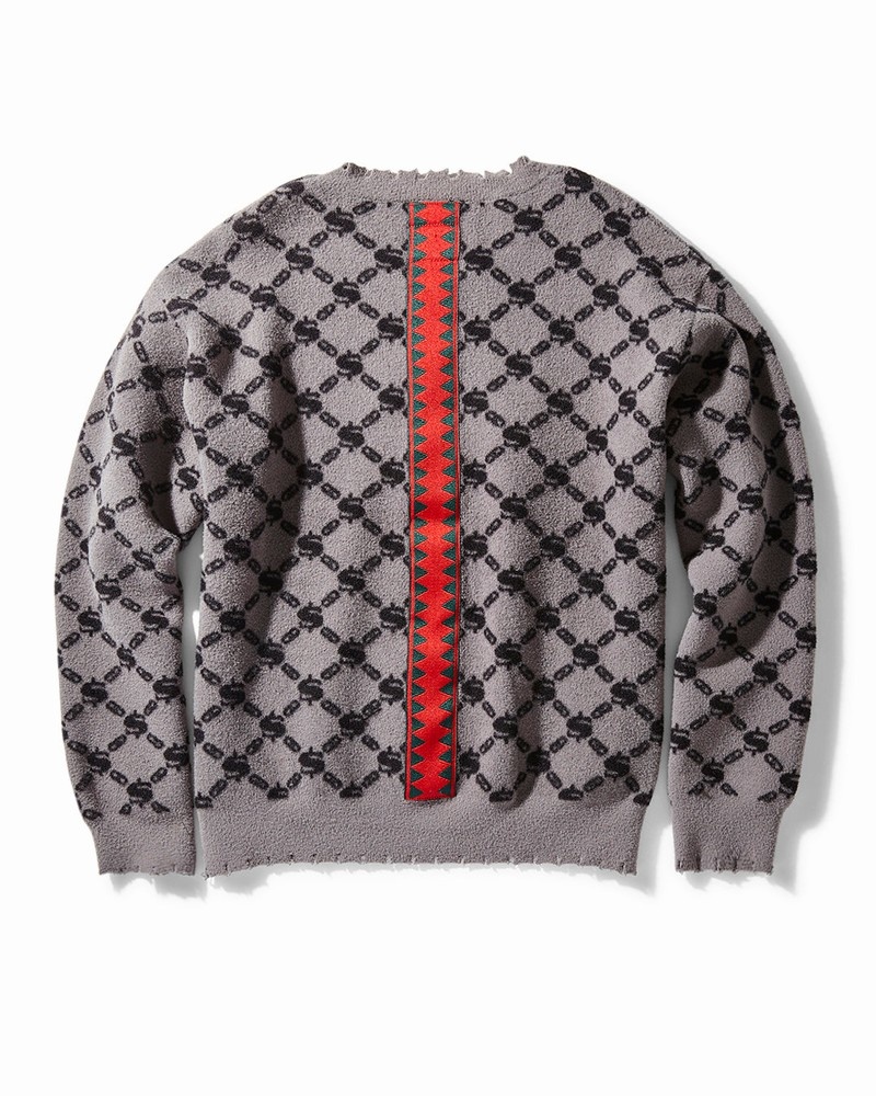 Grey Sprayground Sg Logo Crew Neck Pullover Sweater Men's Sweatshirts | 795525635