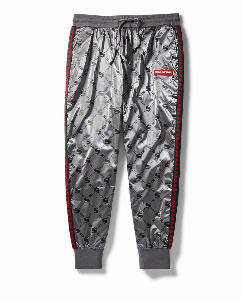 Grey Sprayground Sg Logo-vsm Glossy Men\'s Joggers | 253679896