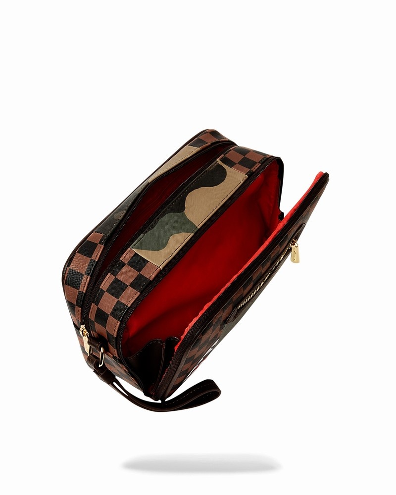 Olive Sprayground Exterior Gold Zip Pocket Sharks In Paris Brickside Men's Toiletry Bags | 99948586