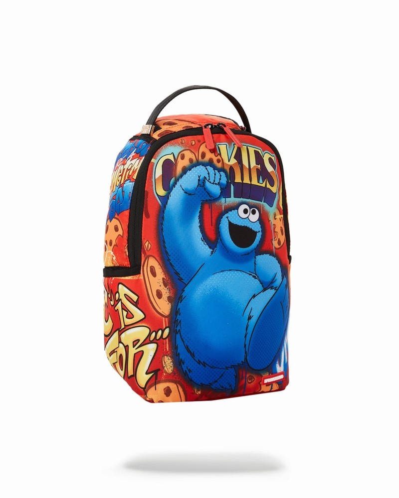 Orange Sprayground Cookie Monster On The Run Mini Men's Backpacks | 818365329