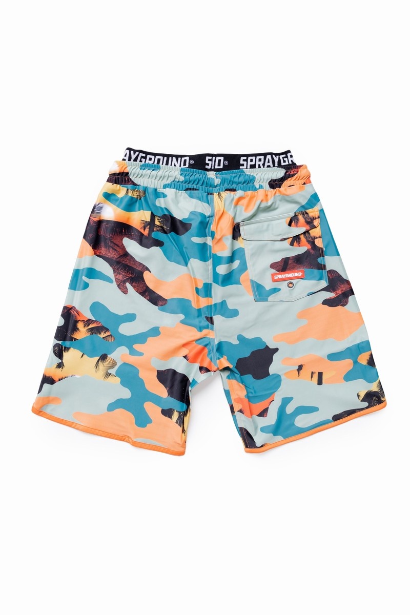 Orange Sprayground Sunset Camo Midi Women's Swim Shorts | 947321443