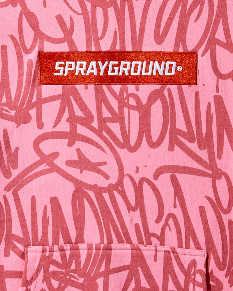 Pink Sprayground Graffiti Pullover Men's Hoodie | 321379579