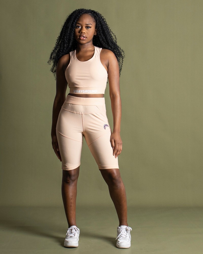 Pink Sprayground Leggings Slim Women's Shorts | 193272827
