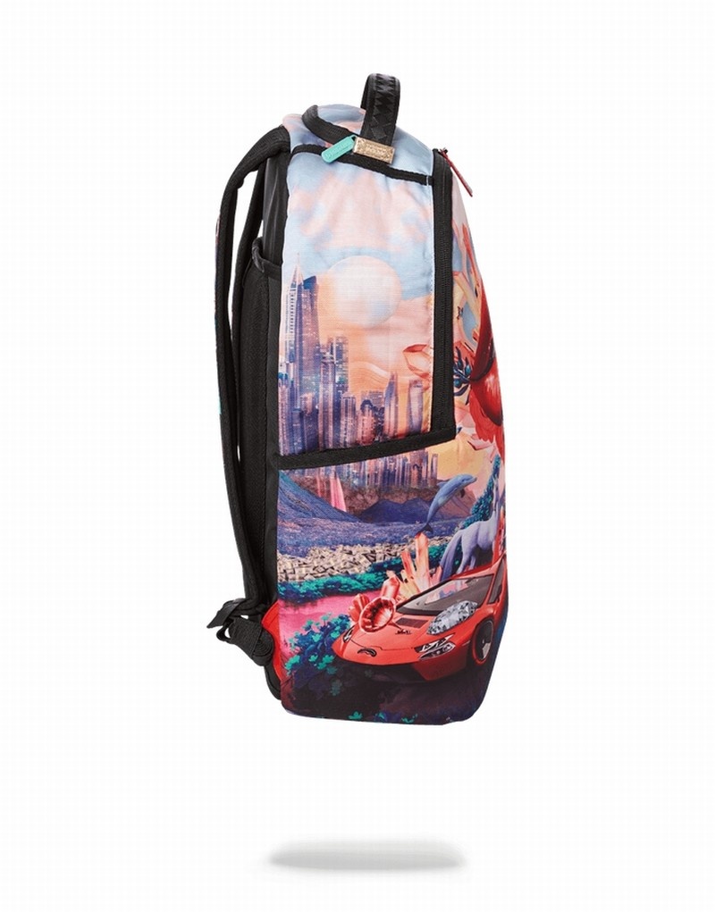 Pink Sprayground Lips And Famous Men's Backpacks | 697888621