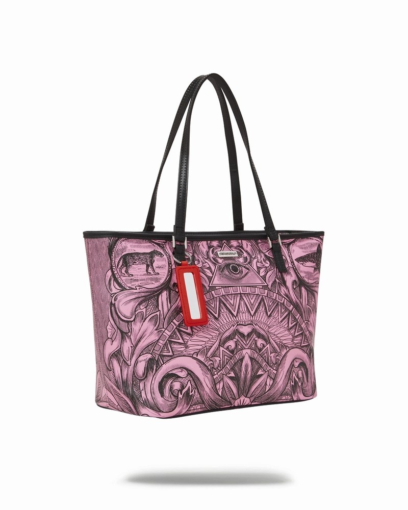 Pink Sprayground Society Of Sharks Men's Tote Bags | 765870873