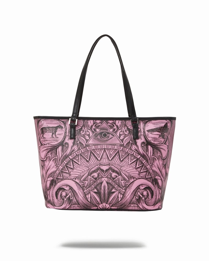 Pink Sprayground Society Of Sharks Men's Tote Bags | 765870873