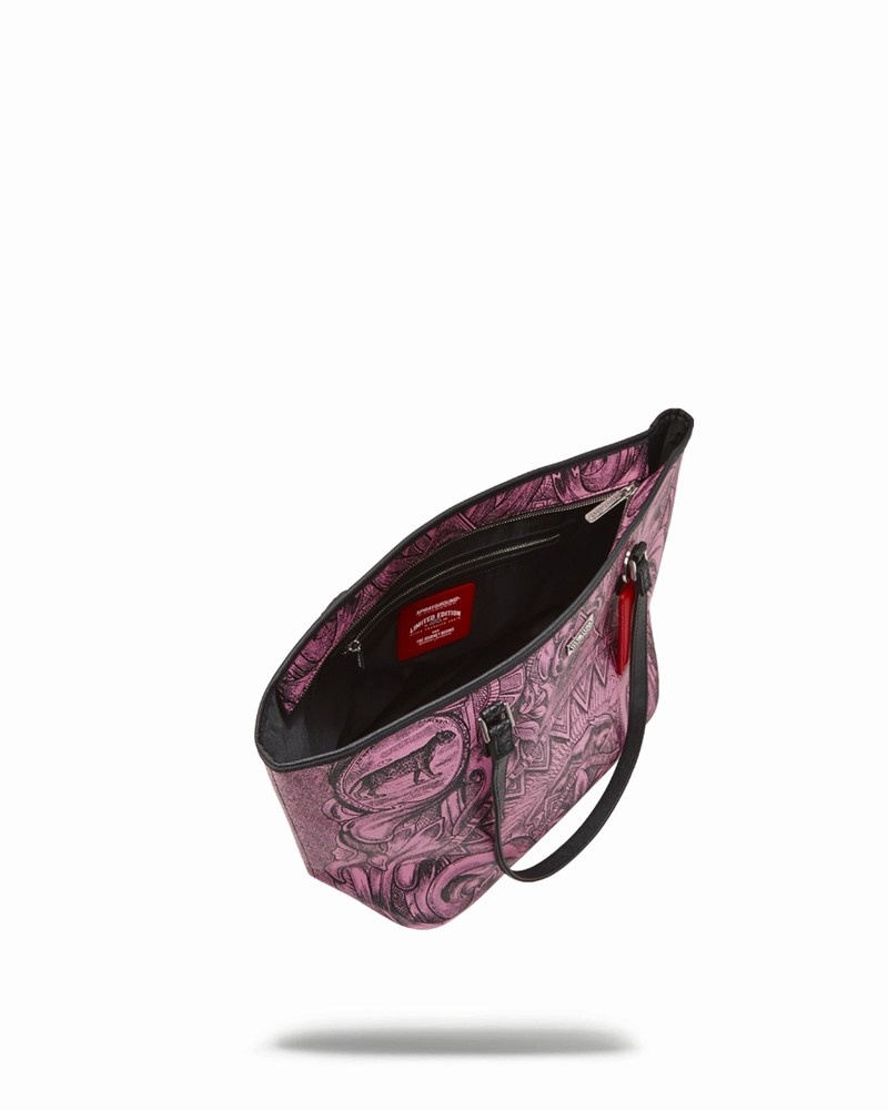 Pink Sprayground Society Of Sharks Men's Tote Bags | 765870873