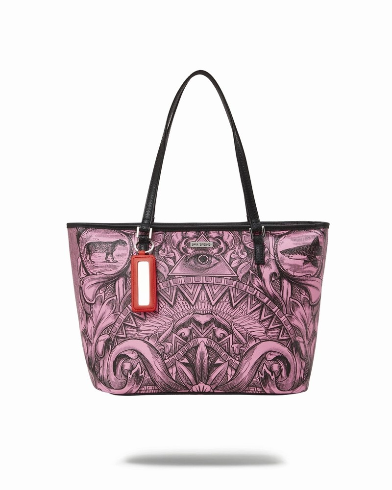 Pink Sprayground Society Of Sharks Men\'s Tote Bags | 765870873
