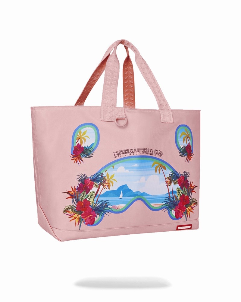 Pink Sprayground Tropical Shark Men's Tote Bags | 836276424