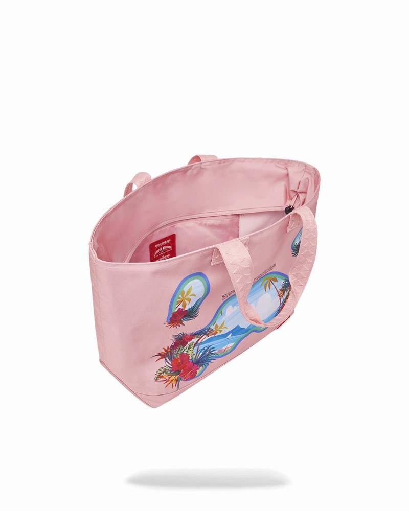 Pink Sprayground Tropical Shark Men's Tote Bags | 836276424