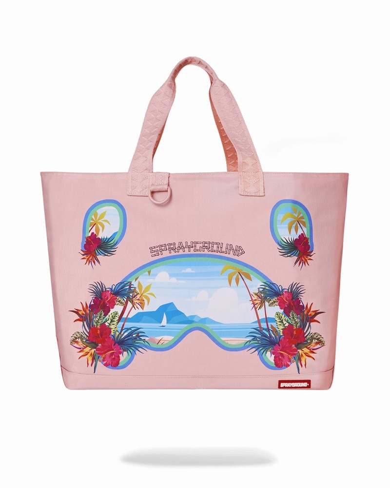 Pink Sprayground Tropical Shark Men\'s Tote Bags | 836276424