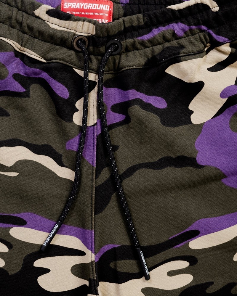 Purple Sprayground Bermuda Camo Men's Shorts | 844706311