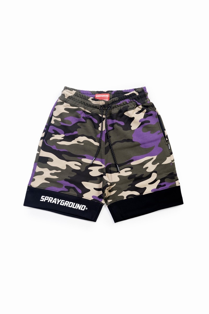 Purple Sprayground Bermuda Camo Men\'s Shorts | 844706311