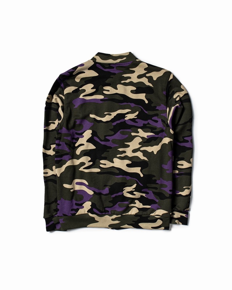 Purple Sprayground Camo Jacket Men's Sweatshirts | 699587345