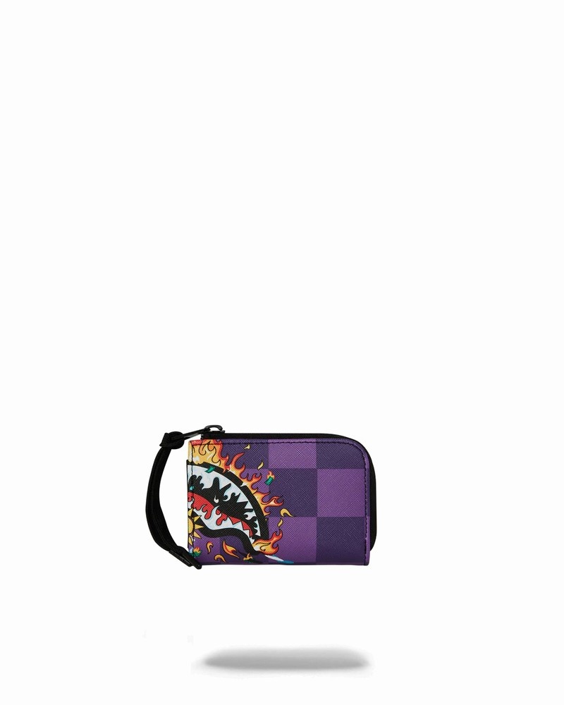 Purple Sprayground Crazy Eyes Men's Wallets | 430973479