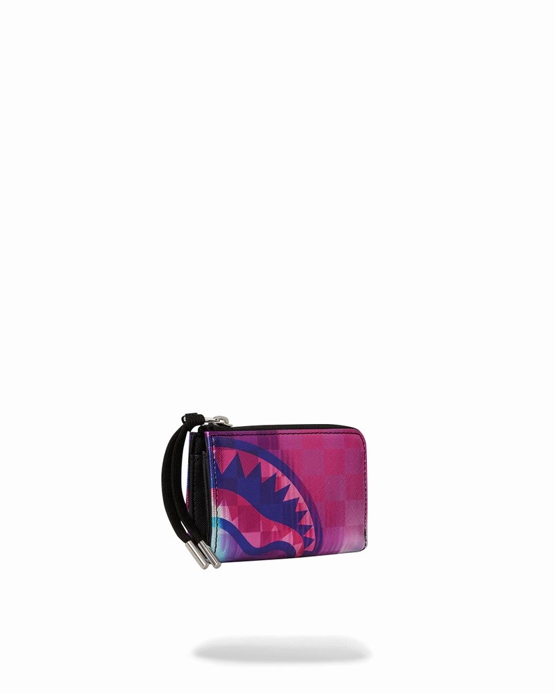 Purple Sprayground Tye Check Men's Wallets | 912197689