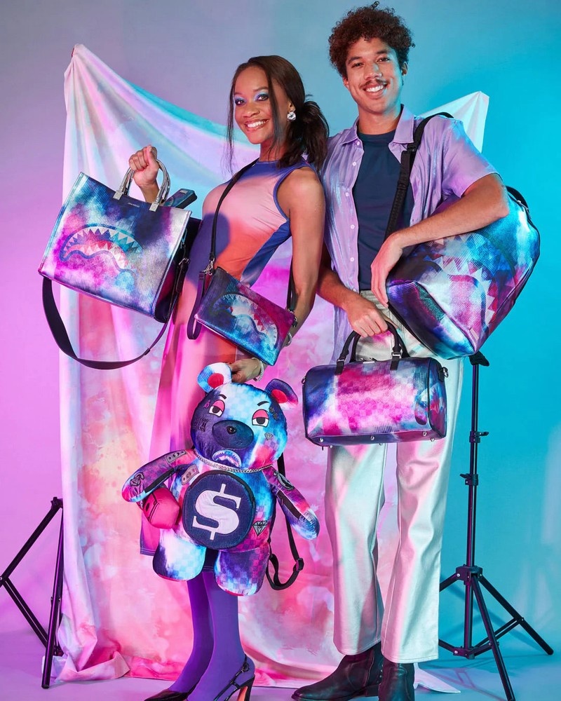 Purple Sprayground Tye Check Men's Wallets | 912197689