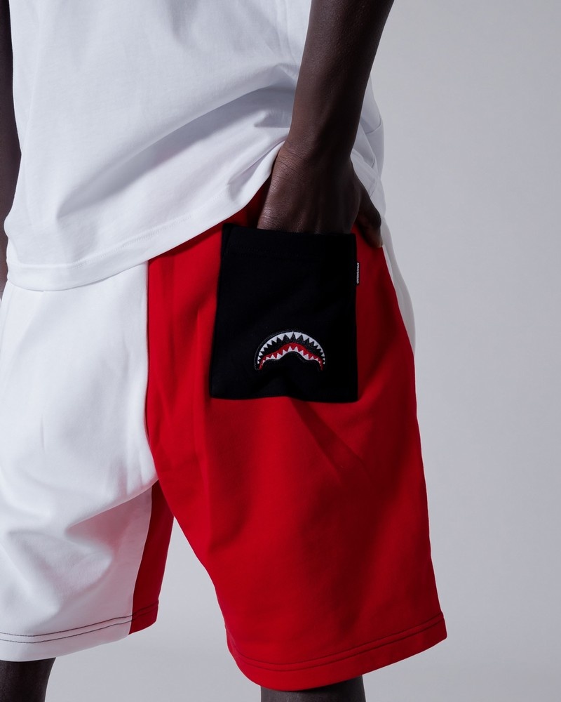 Red Sprayground Bermuda Color Block Men's Shorts | 317330314