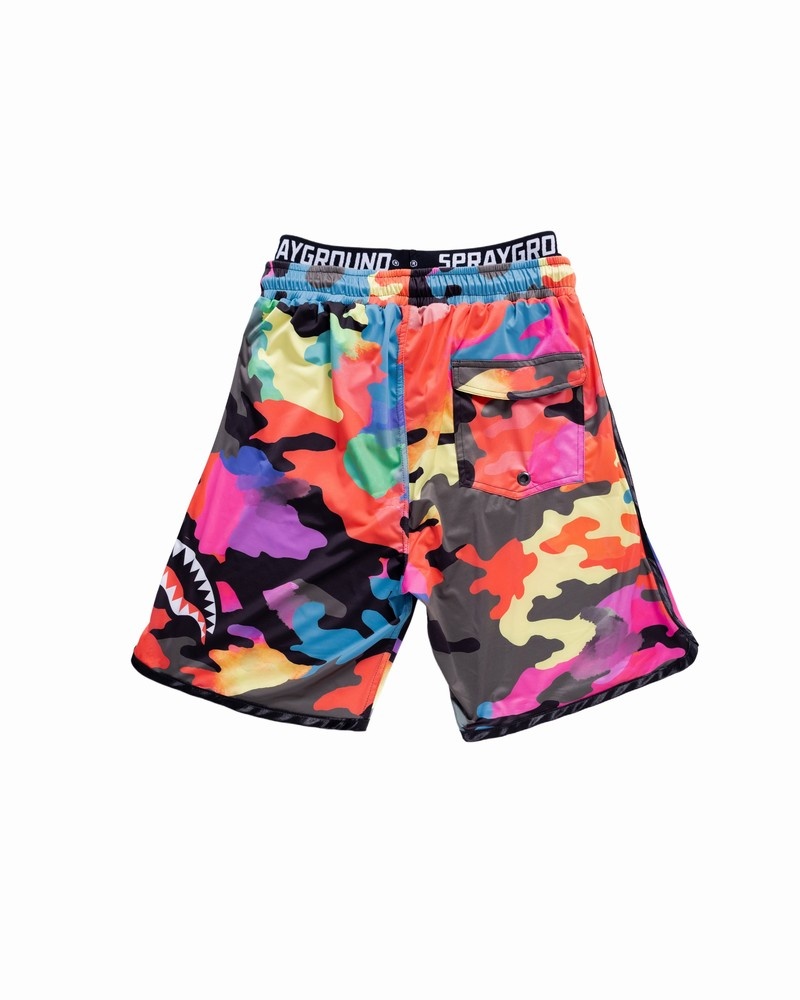 Red Sprayground Color Camo Women's Swim Shorts | 455089331