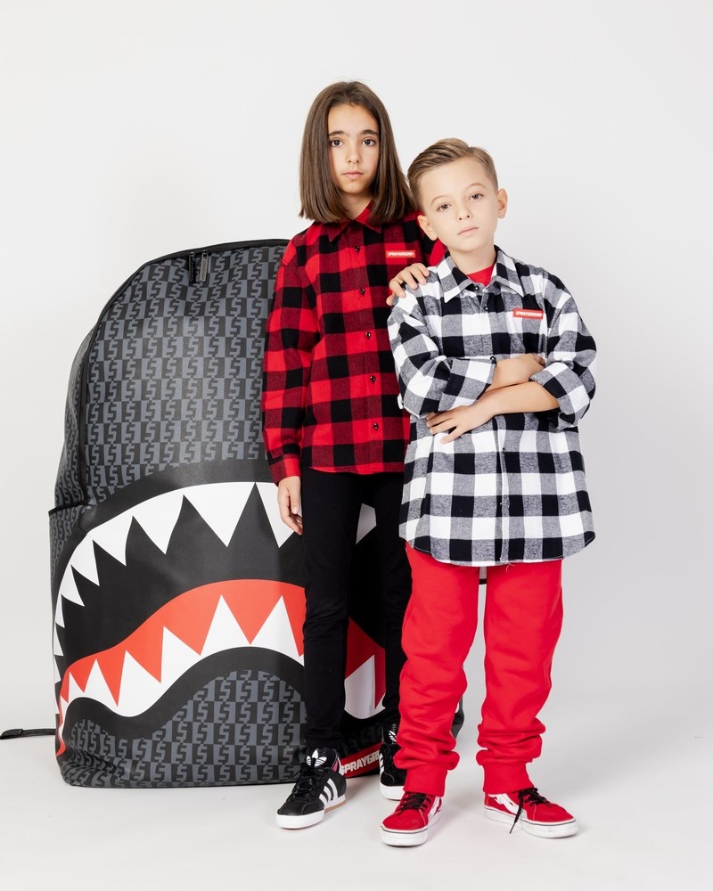 Red Sprayground Long-sleeved Check Flan Kids' Shirts | 753667540