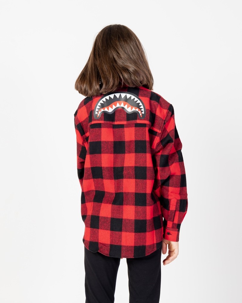 Red Sprayground Long-sleeved Check Flan Kids' Shirts | 753667540