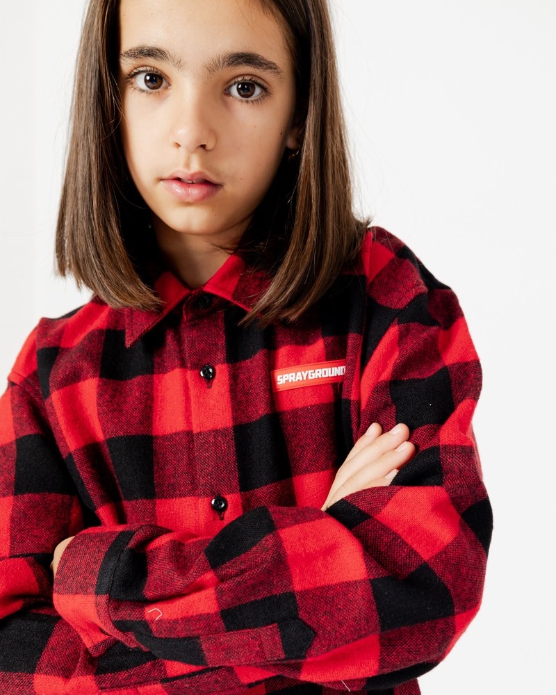 Red Sprayground Long-sleeved Check Flan Kids' Shirts | 753667540