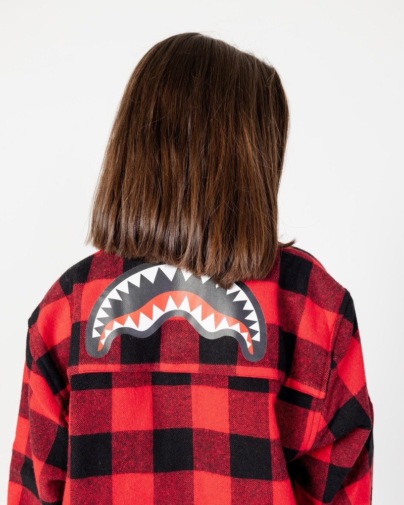 Red Sprayground Long-sleeved Check Flan Kids' Shirts | 753667540