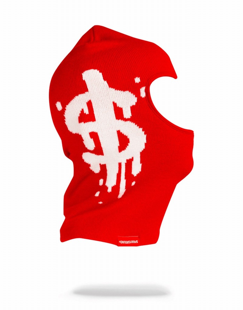 Red Sprayground Money Drips Men's Ski Masks | 604590905